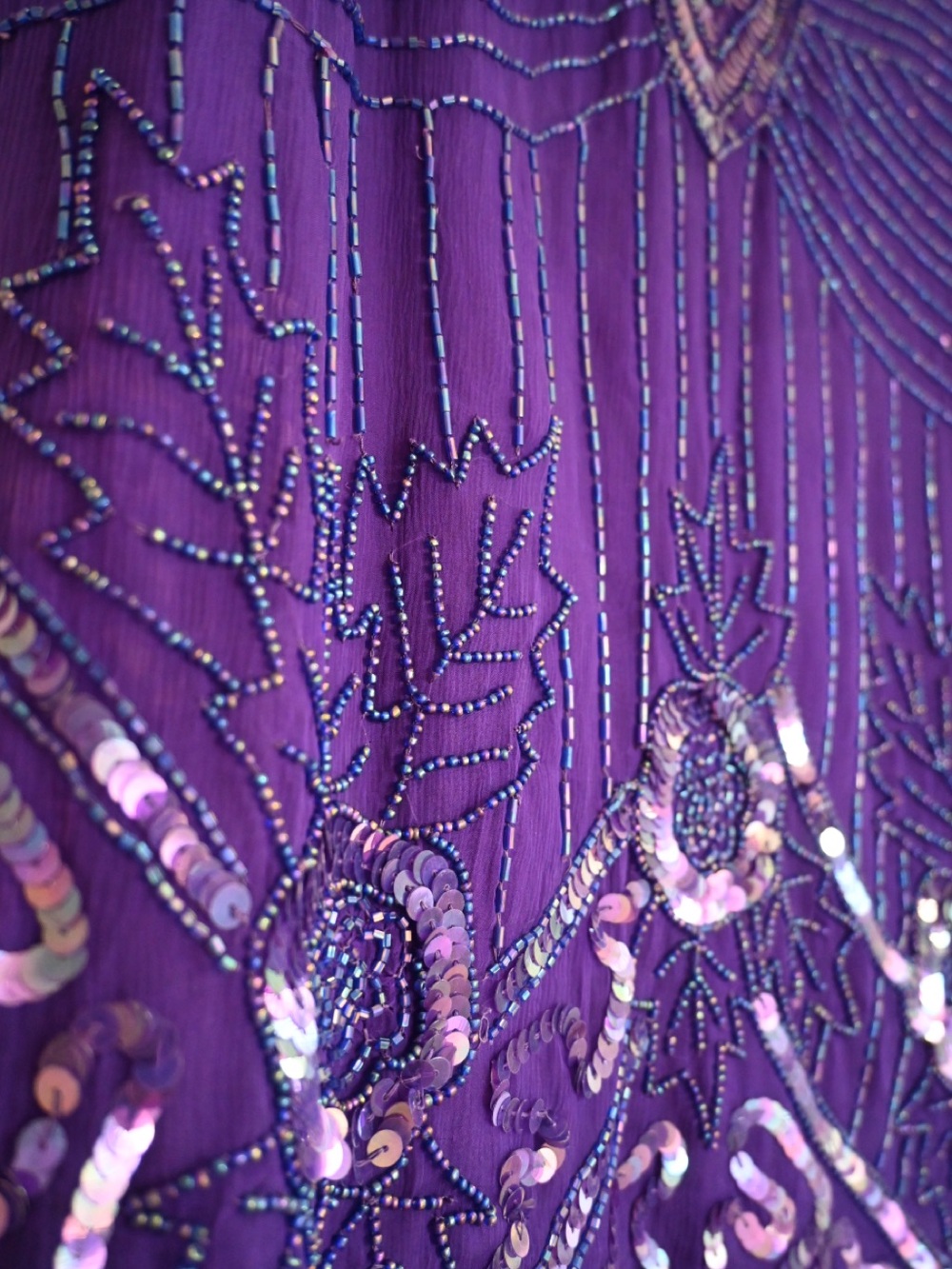 Laurence Kazar Purple Beaded Midi Dress - Picture 4 of 6